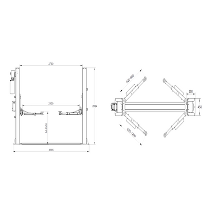 Pont élévateur automatique à deux colonnes 4T REDATS L-220F (230V)