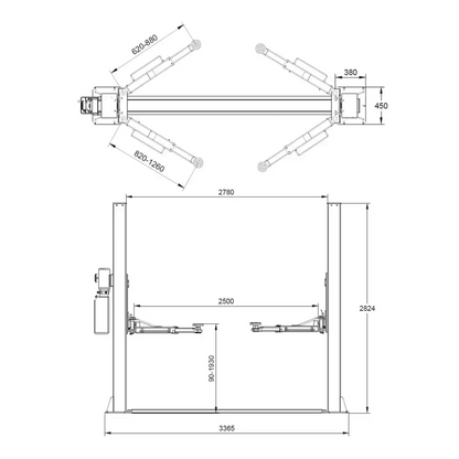 Pont élévateur semi-automatique à deux colonnes 4T - REDATS L-200F